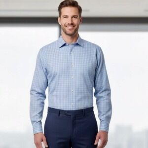 Brooks Brothers Dress Shirt, 16.5, 6/7 Regent Style, Long‎ Sleeves, Plaid Blue